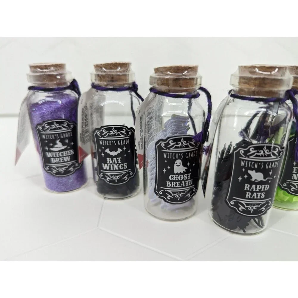 Target Bullseye Halloween 2021 Set of 8 Mini Filled Potion Glass Bottles Glitter